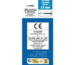 Vis Auto Perceuse 25 mm Semin - Fixation des Plaques de Plâtre sur l'Ossature - Intérieur - Boîte de 1000 Pièces (Lot de 3000)