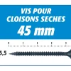 Vis Auto Perceuse 45 mm Semin - Fixation des Plaques de Plâtre sur l'Ossature - Intérieur - Boîte de 1000 Pièces (Lot de 3000)