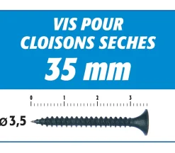 Vis Auto Perceuse 35 mm Semin - Fixation des Plaques de Plâtre sur l'Ossature - Intérieur - Boîte de 1000 Pièces (Lot de 5000)