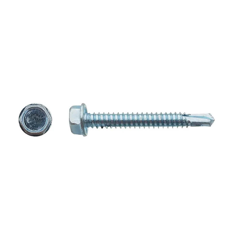 500 Vis Autoperceuses Tête Hexagonale à Embase 4.2 x 31.7 mm - DIN 7504 K - Zingué blanc - D-Work