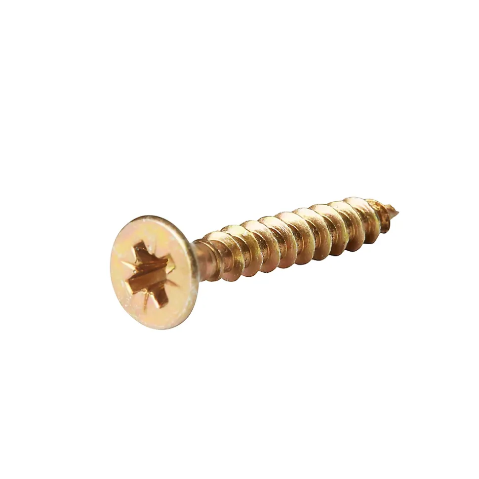 Vis à bois pozidriv tête fraisée zinguée jaune 3.5x30 mm - 100 pièces