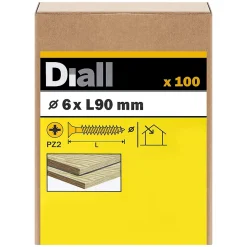 Vis à bois pozidriv tête fraisée zinguée jaune 6x90 mm - 100 pièces