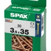 Vis à bois Spax torx pz jaune 3,5x35 mm - 50 pièces