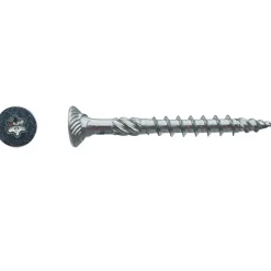 200 Vis Bois TK3 Tête Fraisée Crantée Torx F/Partiel 6 x 70 mm - Zingué blanc - D-Work