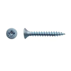 500 Vis Bois Tête Fraisée Pozidriv 3.5 x 20 mm - Zingué blanc - D-Work