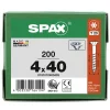 Vis à bois tête fraisée Spax Wirox torx 4 x 40 mm filetage partiel - 200 pièces