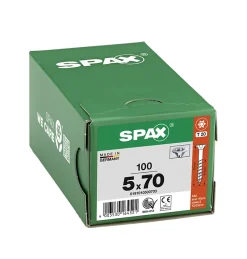 Vis à bois tête fraisée Spax Wirox torx 5 x 70 mm filetage partiel - 100 pièces