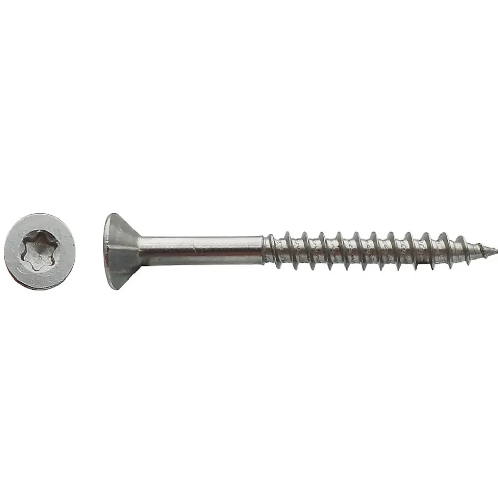200 Vis Bois Tête Fraisée Torx T25 F/Partiel 5 x 70 mm - Inox A2 - D-Work