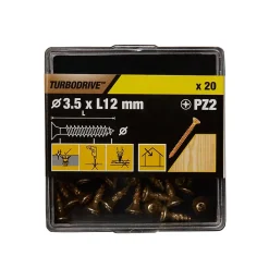 Vis à bois Turbodrive Premium pozidriv zinguée jaune 3.5x12 mm - 20 pièces