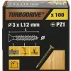 Vis à bois Turbodrive Premium pozidriv zinguée jaune 3x12 mm - 100 pièces