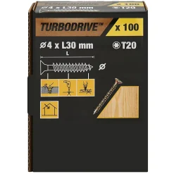 Vis à bois Turbodrive Premium torx zinguée jaune 4x30 mm - 100 pièces