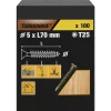 Vis à bois Turbodrive Premium torx zinguée jaune 5x70 mm - 100 pièces