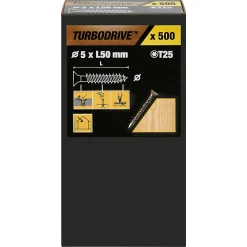 Vis à bois Turbodrive Premium torx zinguée jaune 5x50 mm - 500 pièces