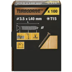 Vis bois TX Turbodrive Premium 3.5x40 - 100 pièces