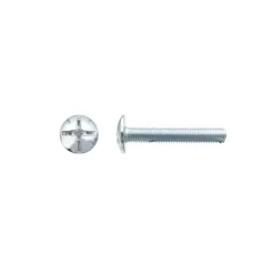 100 Vis Boulons Poêlier Tête Ronde Large Fendue en Croix 8 x 35 mm - NFE 25129 - Zingué blanc - D-Work