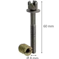 2 vis d'assemblage avec écrous en acier / laiton ø 8 mm x L. 60 mm