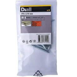 Vis de châssis PVC zinguée avec tête peinte en blanc, 6x70 mm - 6 pièces