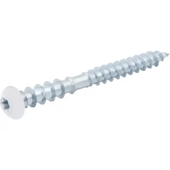 Vis de châssis PVC zinguée avec tête peinte en blanc, 6x60 mm - 6 pièces