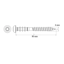 Vis de châssis PVC zinguée avec tête peinte en blanc, 6x80 mm - 6 pièces