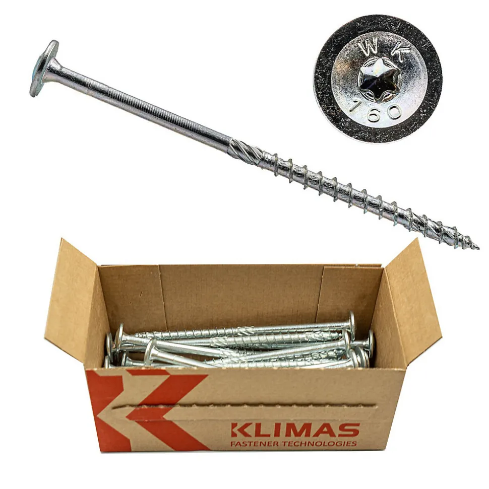 Vis de construction bois Klimas à tête large Torx zinguées blanches 5 x 100 mm 150 pcs