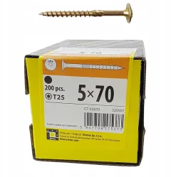 Vis de construction en bois Domax à tête disque, zinguée jaune, 5 x 70 mm 200 pcs