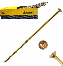 Vis de construction en bois Domax à tête fraisée, zinguée jaune, 8 x 140 mm 50 pcs