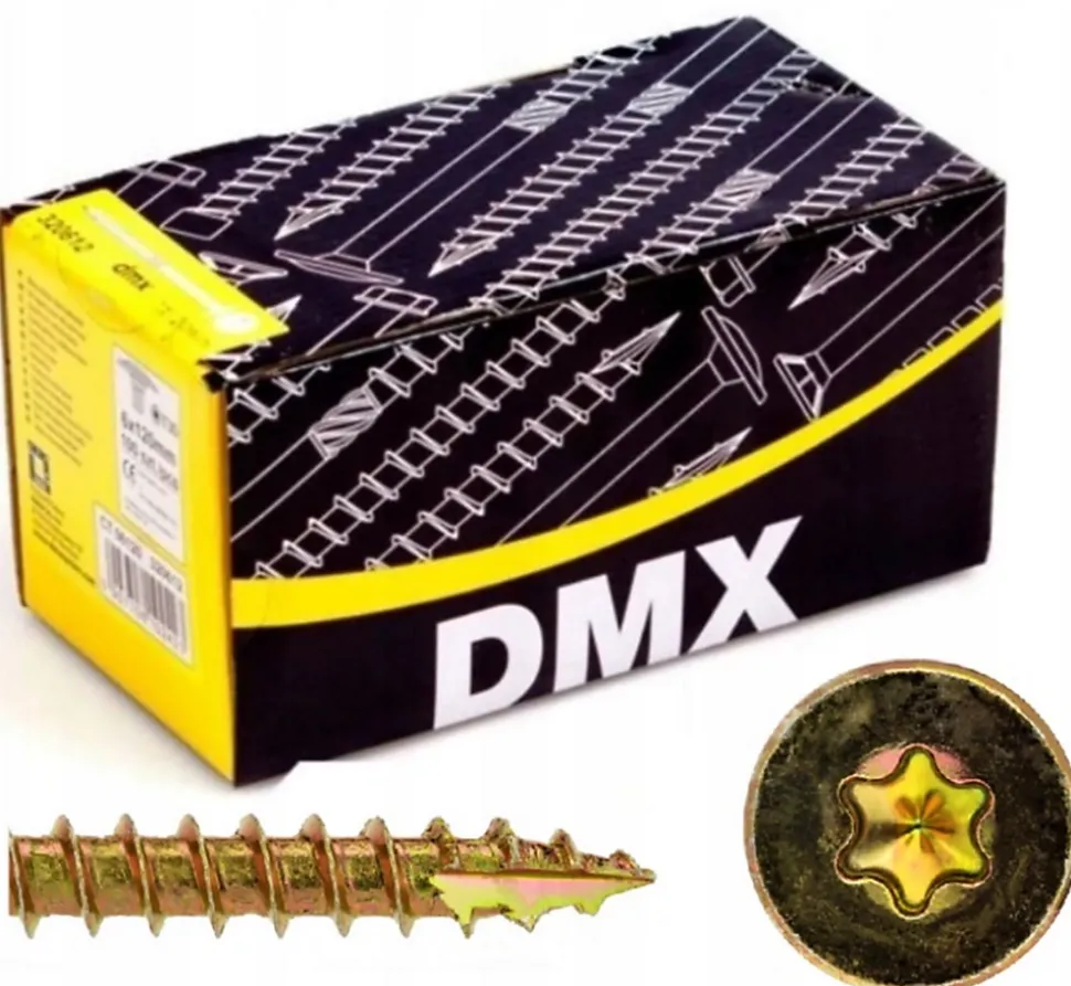 Vis de construction en bois Domax à tête fraisée, zinguée jaune, 6 x 260 mm 100 pcs