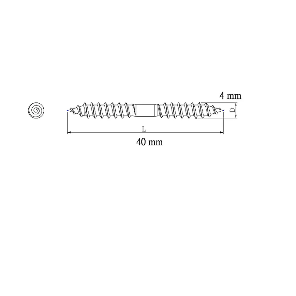 Vis à double filetage (bois/bois) 4x40 zingués mm - 5 pièces