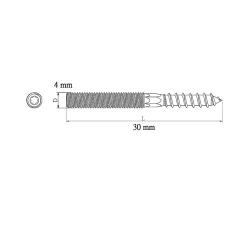 Vis à double filetage (métal/bois) 4x30 zingués mm - 5 pièces