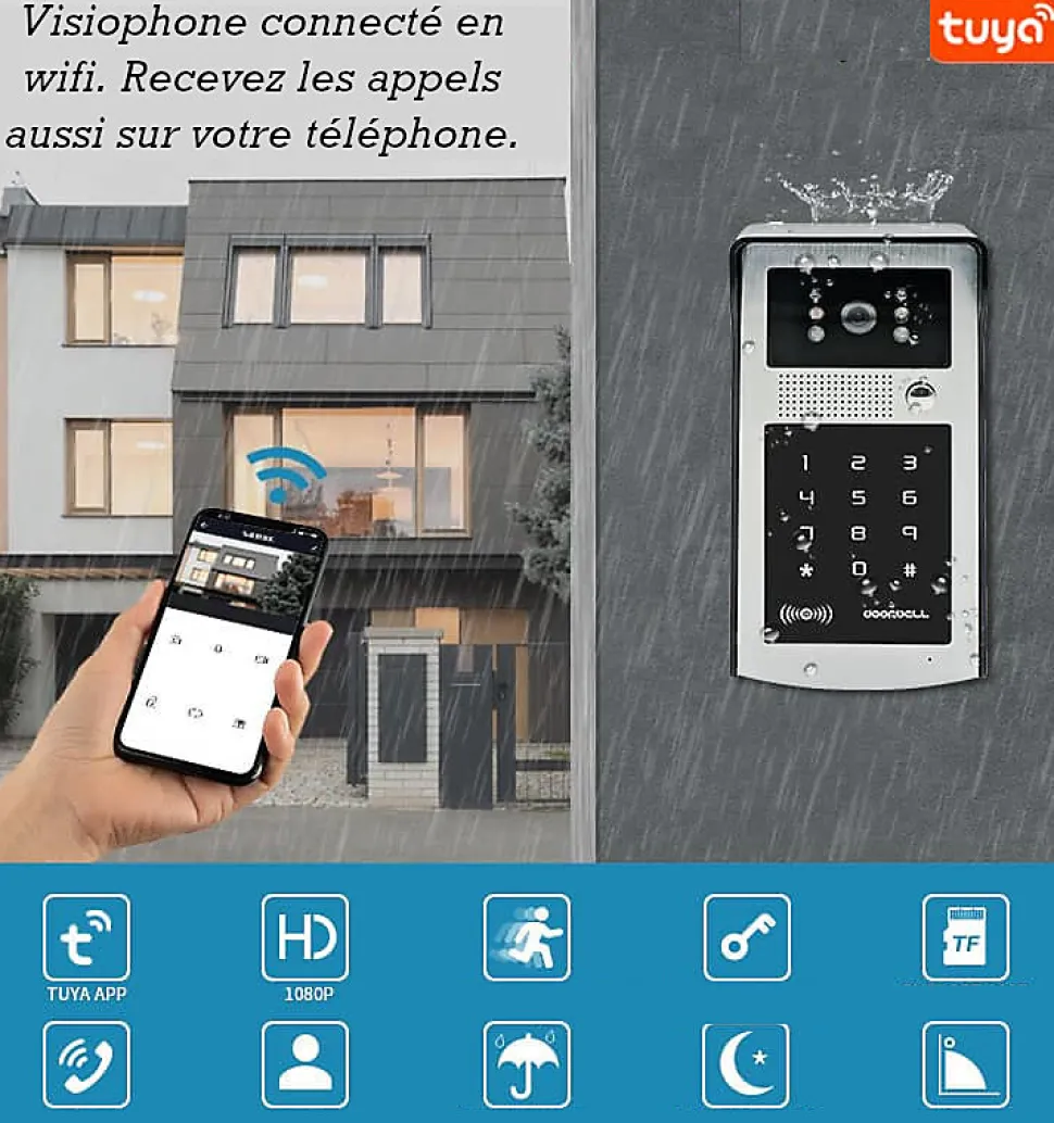 Visiophone antivandale connectée wifi avec digicode et badges