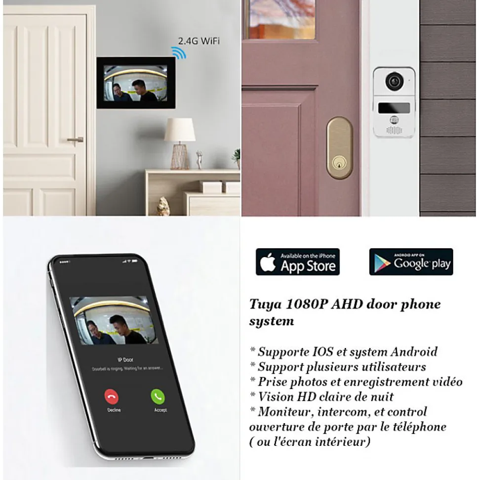 Visiophone connecté wifi avec écran tactile