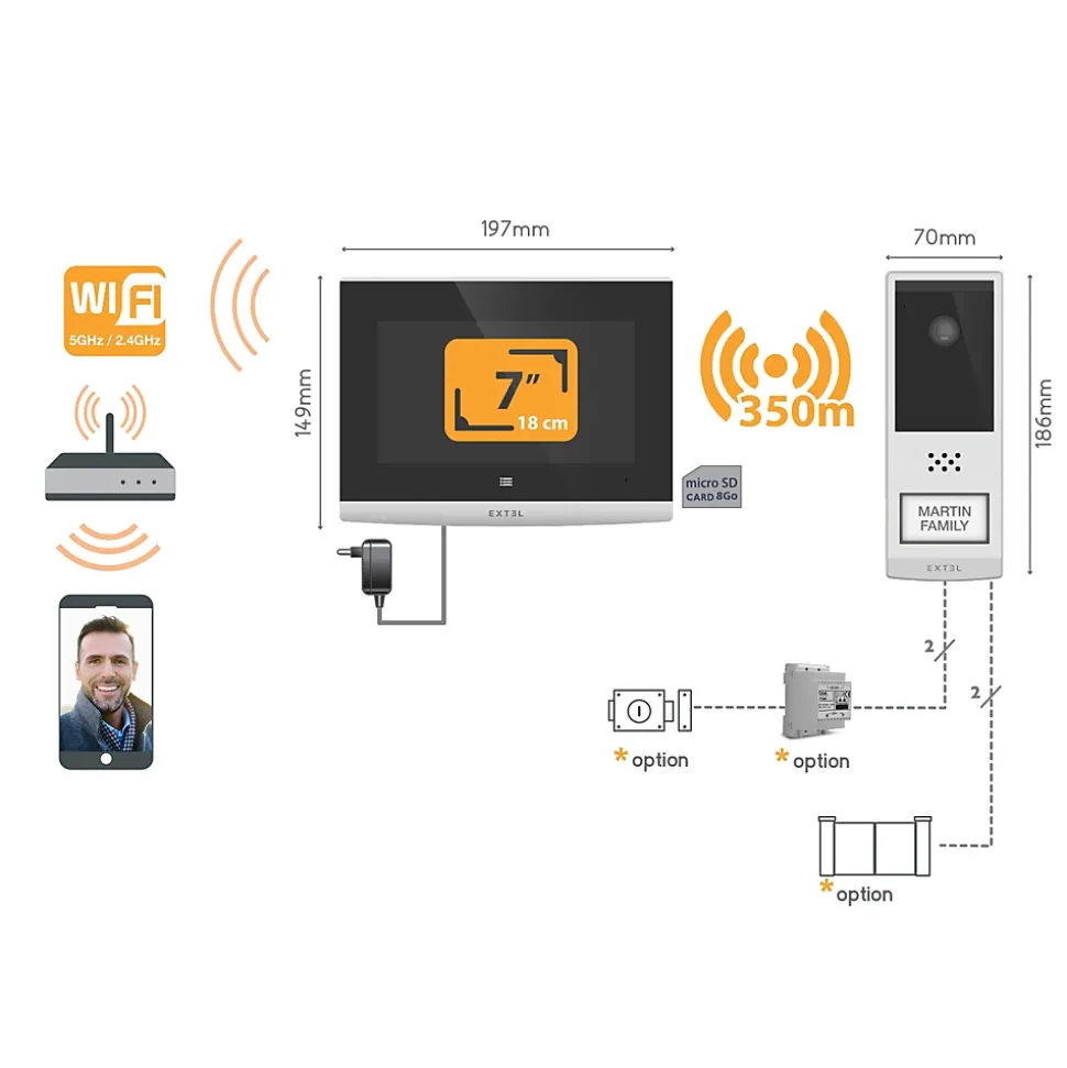 Visiophone sans fil et connecté Extel Wave2 écran 7"