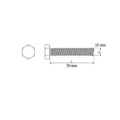 100 vis à métaux tête hexagonale zingué 10 x 30 mm