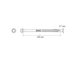 Vis pour charpente en bois, revêtement organique, 6,7x200 mm - 50 pièces
