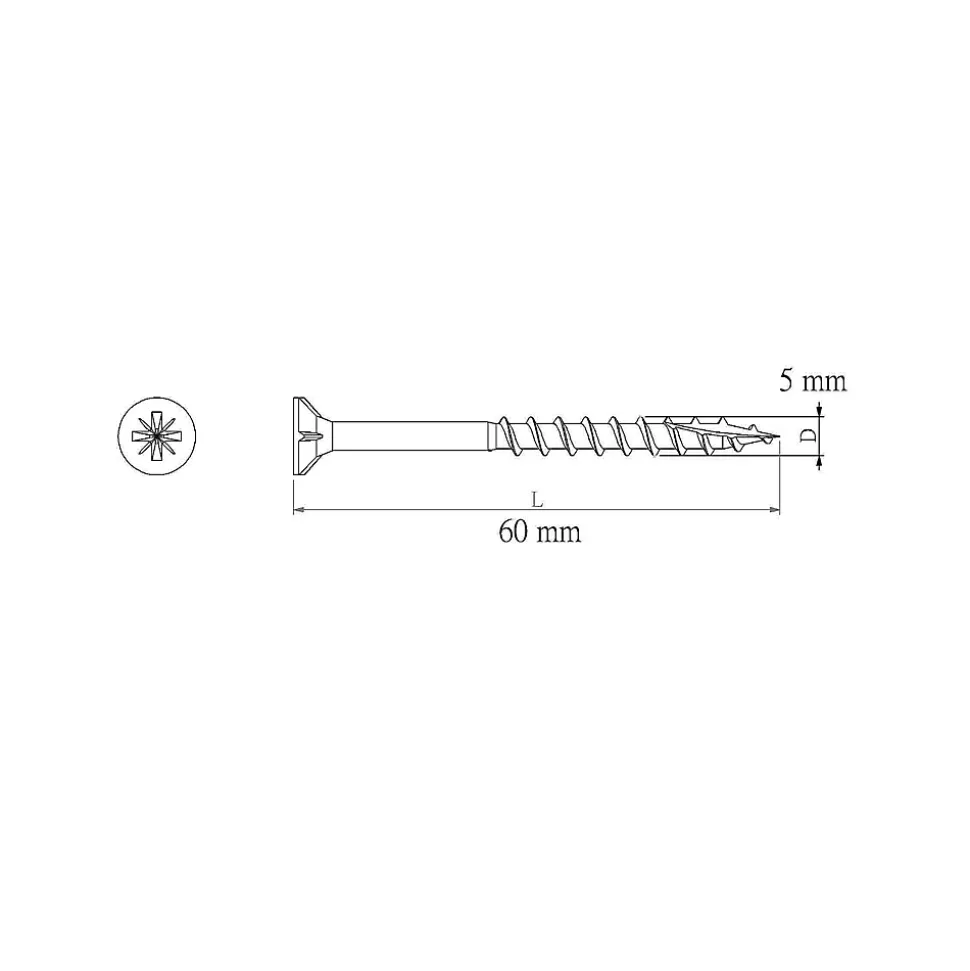Vis pour terrasse Pozidriv acier 4,5 x 50 mm Diall, 250 pièces