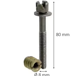 2 vis rappel acier/laiton Diall Ø8 x L.80mm