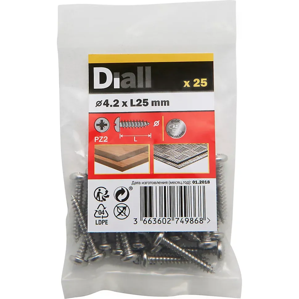 Vis zinguée autoperceuses à tête à collerette, 4,2x13 mm - 25 pièces