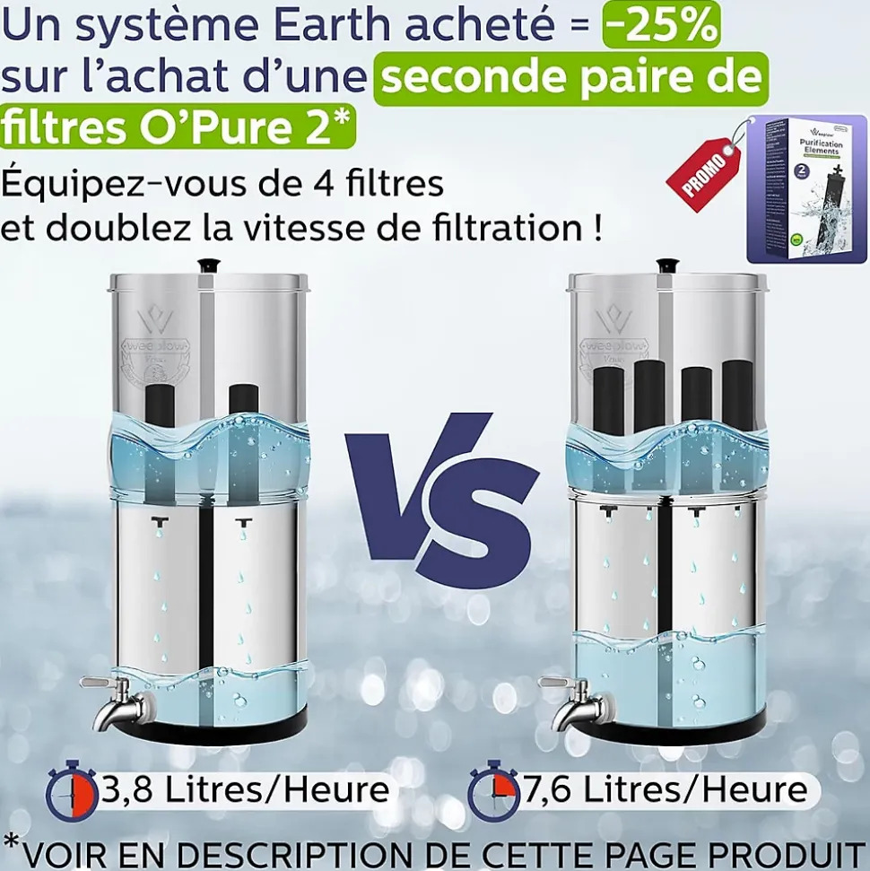 Weeplow(r) Venus 5.6L Édition Essentielle - système de filtration par gravité pour eau potable