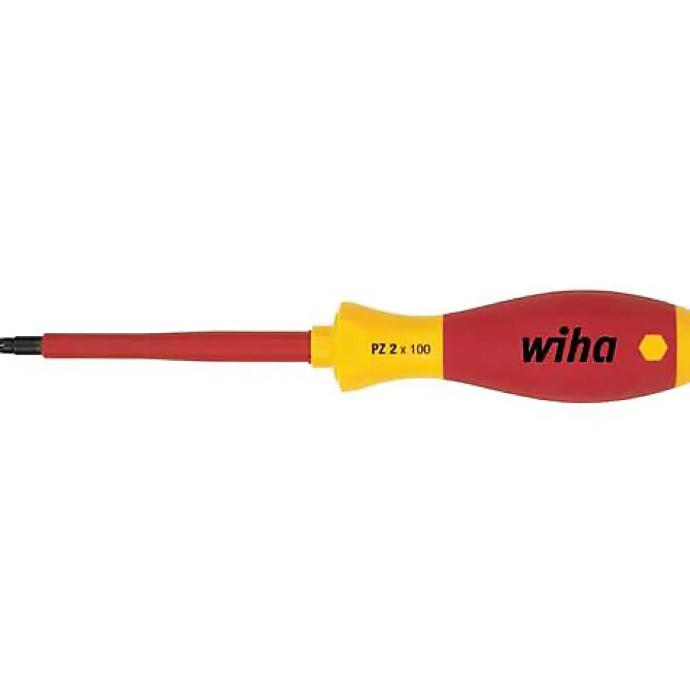 Wiha 324 00879 Tournevis isolé Pozidriv PZ 2, lame 100 mm, poignée ergonomique SoftFinish