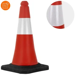10x Cône de signalisation routière rouge/blanc PVC 51 cm bandes réfléchissantes