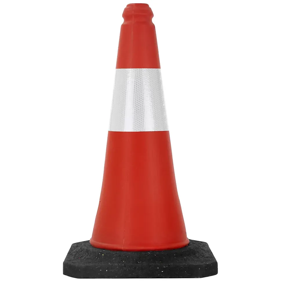 1x Cône de signalisation routière rouge/blanc en PVC 51cm bandes réfléchissantes