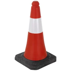 1x Cône de signalisation routière rouge/blanc en PVC 51cm bandes réfléchissantes