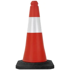 6x Cône de signalisation routière rouge/blanc en PVC 51cm bandes réfléchissantes