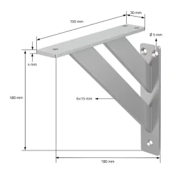4x Equerres Etagere mural support d'angle en aluminium argent