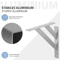2x Equerres Etagere mural support d'angle en aluminium argent