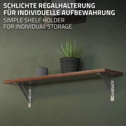 2x Equerres Etagere mural support d'angle en aluminium argent