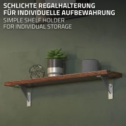4x Support Etagere murale fixation flottante aluminium argent
