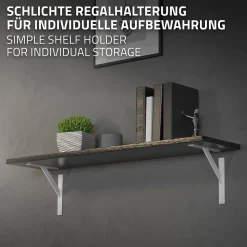 4x Support Etagere murale fixation flottante aluminium blanc